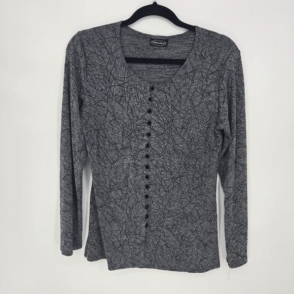 Mandee womens size medium gray metallic stretch sweater long sleeve Made in USA - Picture 9 of 9